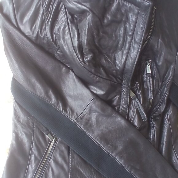 MICHAEL KORS Black Leather/Knit Trim Jacket Size: L - Picture 7 of 8